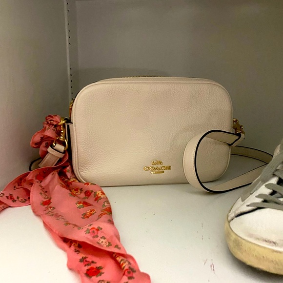 Coach Crossbody Bag Double Pocket White and Gold